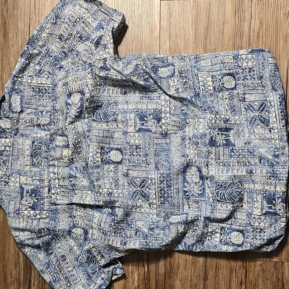 Mens Haggar Blue Print Patterned Short Sleeve Shirt Medium - Picture 4 of 5